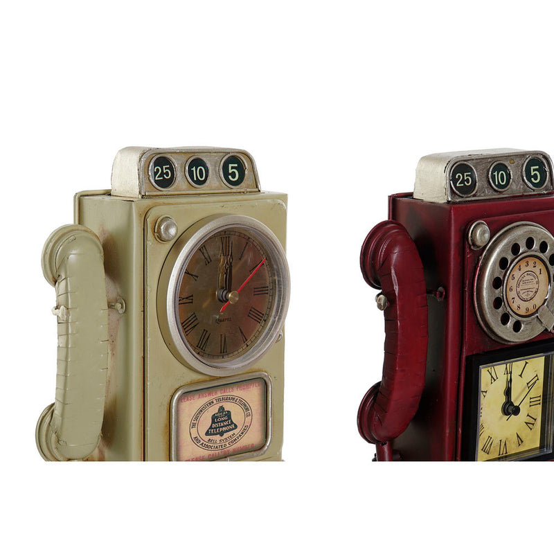 DKD Home Table Watch Decor Rosso Beige Metal (2 PCs) (14 x 6 x 29 cm)