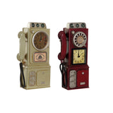 DKD Home Table Watch Decor Rosso Beige Metal (2 PCs) (14 x 6 x 29 cm)