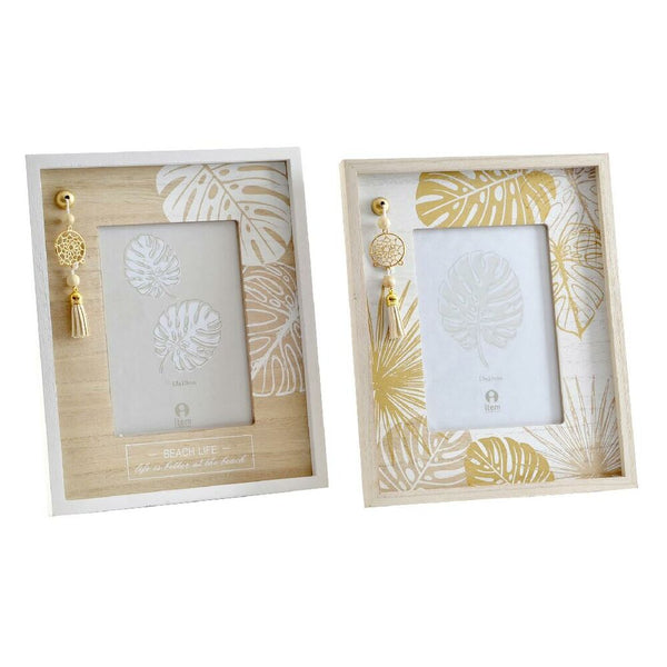 Cornice Portafoto DKD Home Decor Legno Vetro Tropicale (2 pcs) (13 x 18 x 18 cm)