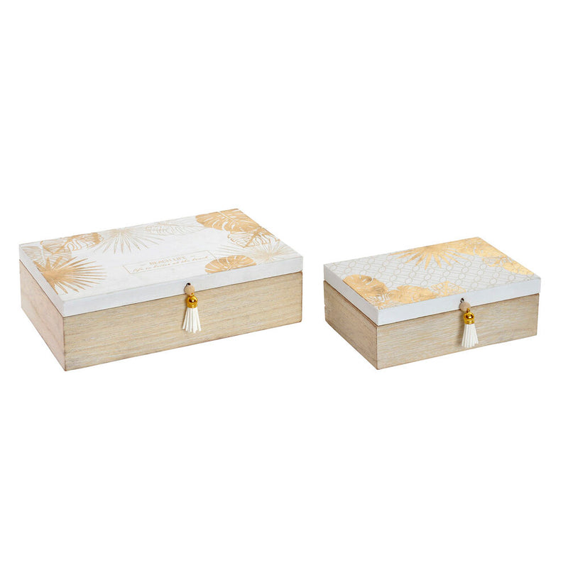 Set di Scatole Decorative DKD Home Decor Frunze Legno Tropicale (25 x 15 x 7 cm) (2 pcs) - zannishop