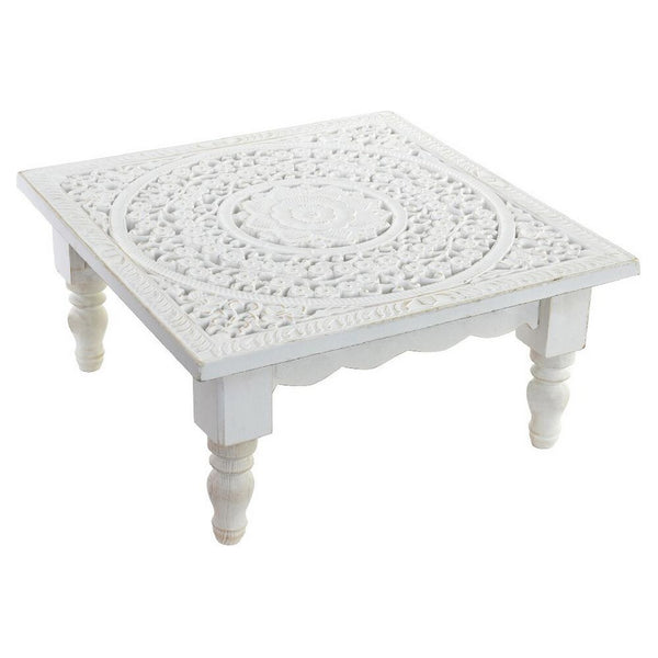 Tavolo aggiuntivo DKD Home Decor Legno Bianco Etnico (40 x 40 x 19 cm)