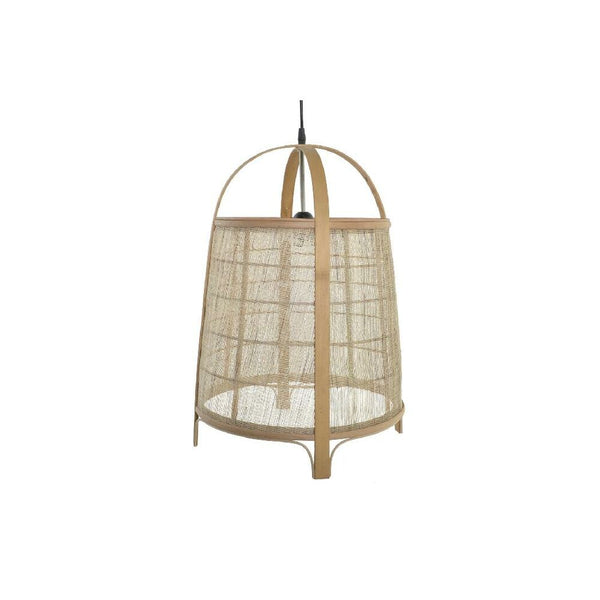 Lampadario DKD Home Decor Marrone Lino Bambù (38 x 38 x 56 cm) - zannishop