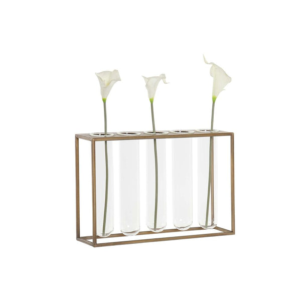 DKD Home Vase Decor Transparent Metal Loft Metal (5 x 5 x 21,5 cm) (5 pcs) (35 x 8 x 22 cm)