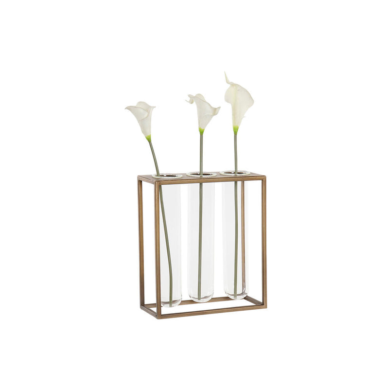 DKD Home Vase Decor Metal Loft Glass (20 x 8 x 22 cm) (5 x 5 x 21,5 cm) (3 pcs)