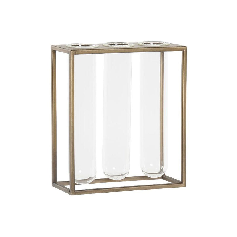 DKD Home Vase Decor Metal Loft Glass (20 x 8 x 22 cm) (5 x 5 x 21,5 cm) (3 pcs)