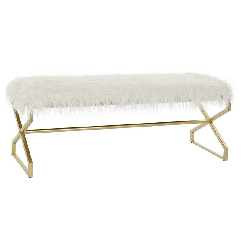 DKD Home Decor White Decor Bench (120 x 40 x 45 cm)