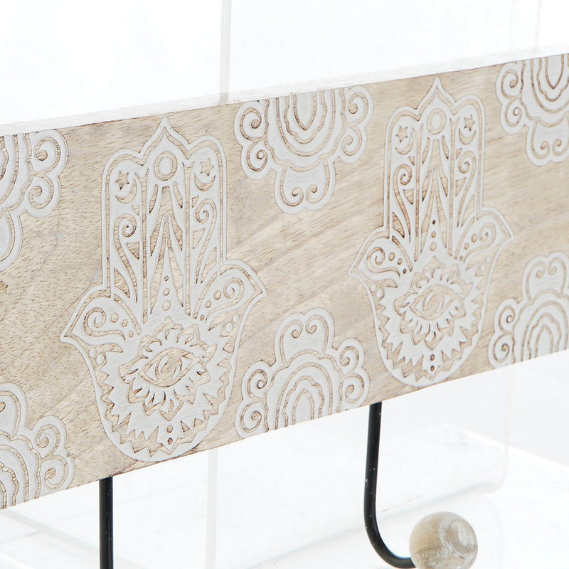 Appendiabiti da parete DKD Home Decor Metallo Legno di mango Indiano (38 x 2 x 11 cm)