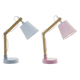 Lampada da tavolo DKD Home Decor Azzurro Rosa Metallo Marrone Poliestere Pino (24 x 12 x 24.5 cm) (2 pcs) - zannishop