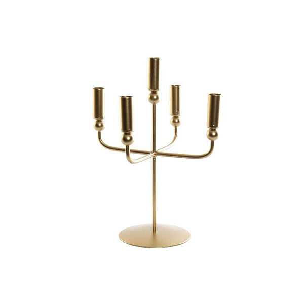 Candelabro Rotondo con Supporto DKD Home Decor Dorato Metallo (27 x 27 x 37 cm) - zannishop