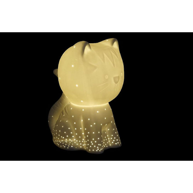 Lampada da tavolo DKD Home Decor Bianco Porțelan LED Gatto (13.6 x 17 x 21 cm) - zannishop