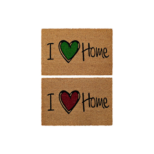 Zerbino DKD Home Decor I Love Home Marrone Rosso Verde PVC Cocco (2 pcs) (60 x 40 x 1.5 cm) - zannishop