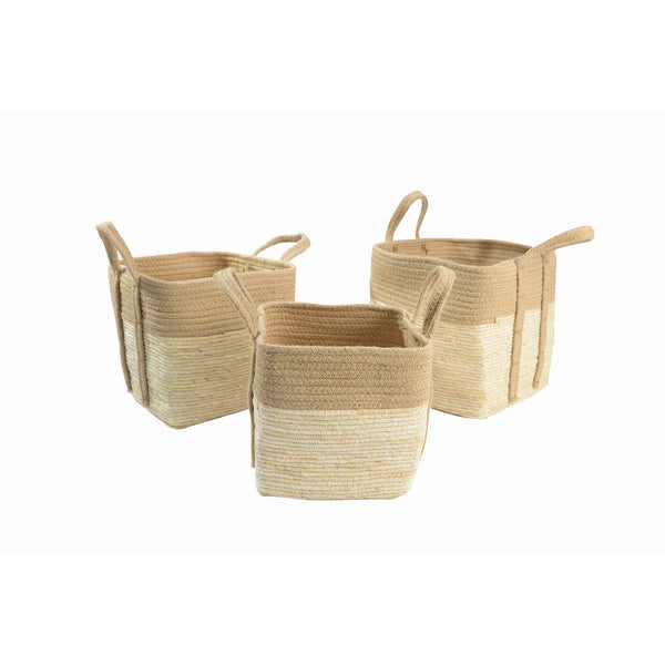 Korb-Set DKD Home Decor Jute Faser Cottage (3 pcs) (35 x 35 x 35 cm)