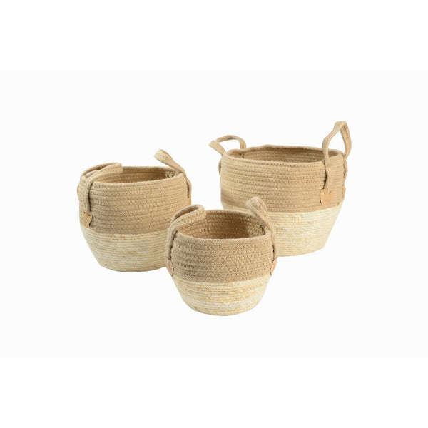 Korbsatz DKD Home Decor Jute Faser Cottage (3 pcs) (33 x 33 x 30 cm)