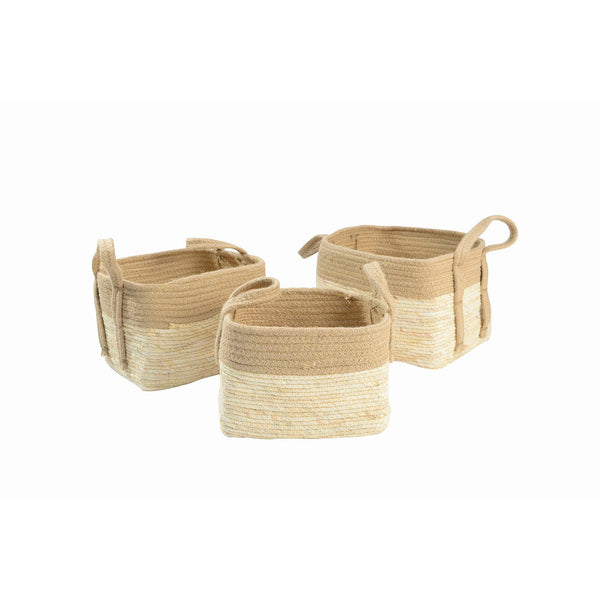 Korbsatz DKD Home Decor Jute Faser Cottage (3 pcs) (36 x 30 x 23 cm)