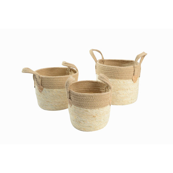 Juego de Cestas DKD Home Decor Natural Crema Fibra Jute (3 pcs) (30 x 30 x 29 cm)