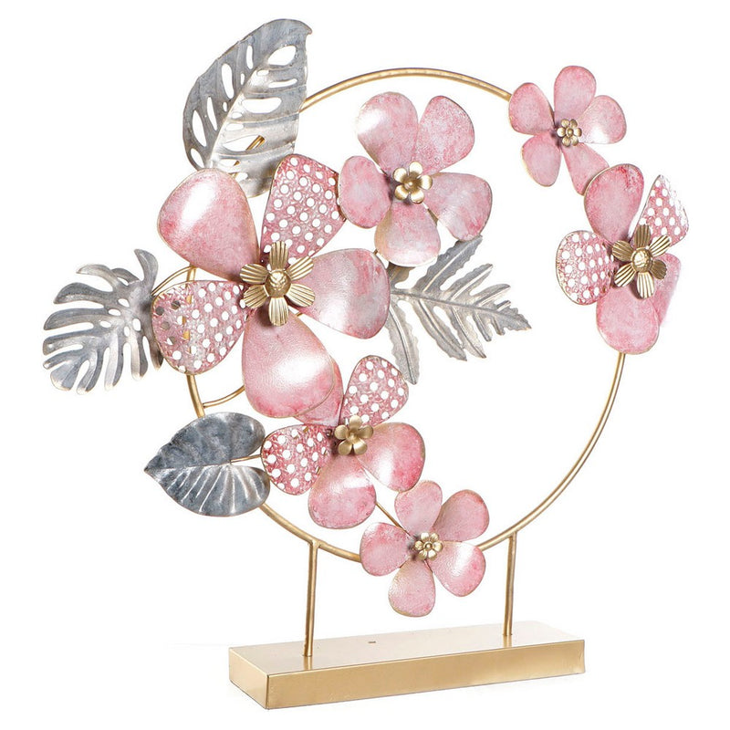 Dekorative Statue DKD Home Decor Golden Pink Metall Blumen (65 x 9 x 58,5 cm)