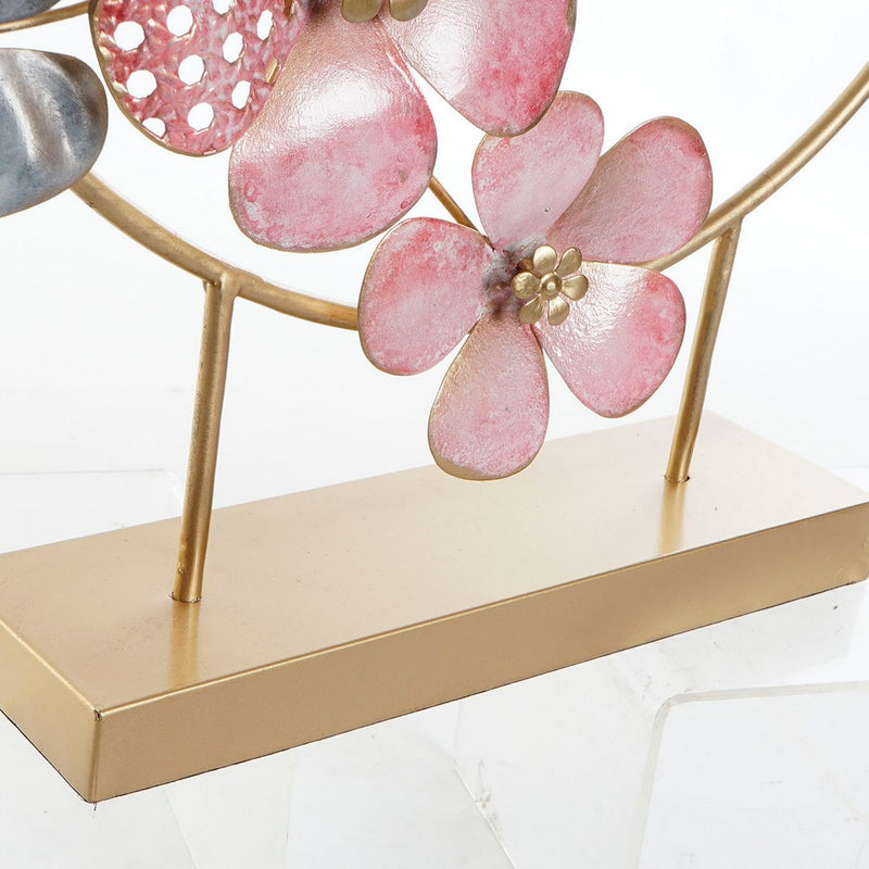 Dekorative Statue DKD Home Decor Golden Pink Metall Blumen (65 x 9 x 58,5 cm)