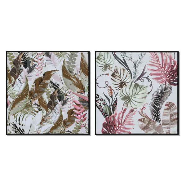 Quadro DKD Home Decor polistirene Tela Frunze (2 pcs) (80 x 2.8 x 80 cm) - zannishop