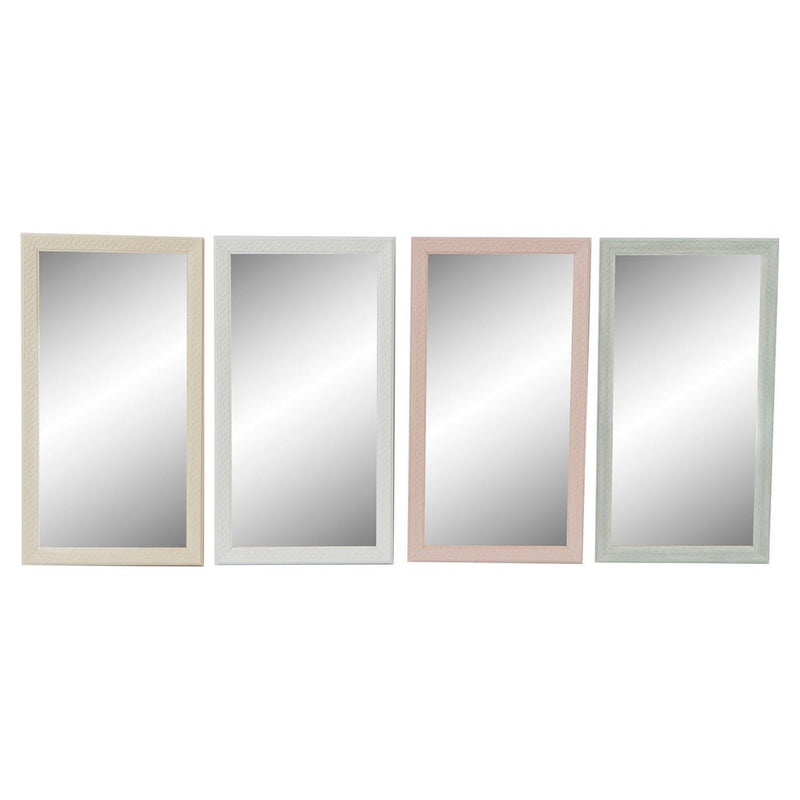 Specchio da parete DKD Home Decor Vetro Rosa Verde polistirene (36 x 2 x 66 cm) (4 pcs) - zannishop