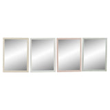 Specchio da parete DKD Home Decor Vetro Beige Rosa Verde polistirene (56 x 2 x 76 cm) (4 pcs) - zannishop