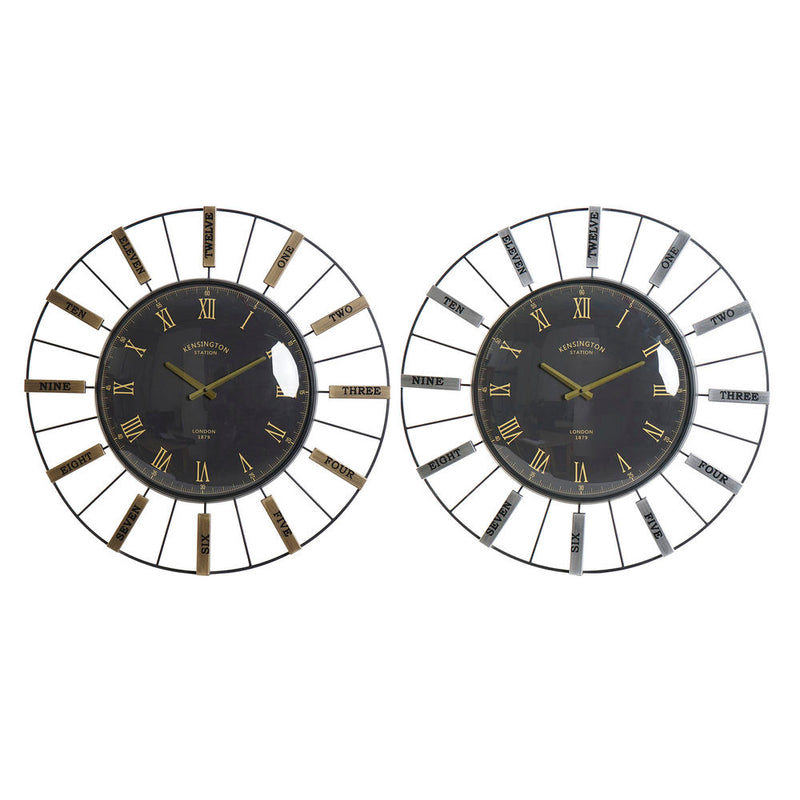 Orologio da Parete DKD Home Decor Vetro Argentato Dorato Ferro (2 pcs) (70 x 7 x 70 cm)