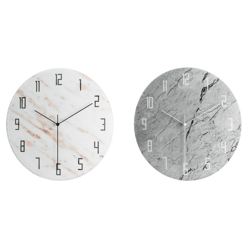 Orologio da Parete DKD Home Decor Vetro Grigio Bianco Marmo (30 x 4 x 30 cm) (2 pcs)