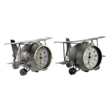 Orologio da Tavolo DKD Home Decor Avion Vetro Grigio Verde Ferro (26 x 21 x 15 cm) (2 pcs)