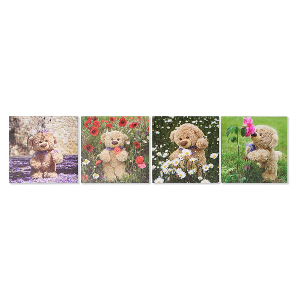 DKD Home Decor Bear Bild (28 x 1,5 x 28 cm) (4 Stcs)