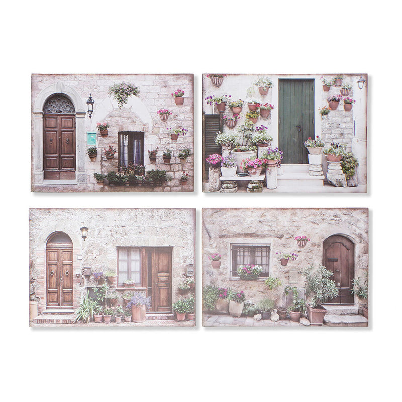 Quadro DKD Home Decor Tela Legno MDF Casa (4 pcs) (70 x 1.8 x 50 cm) - zannishop