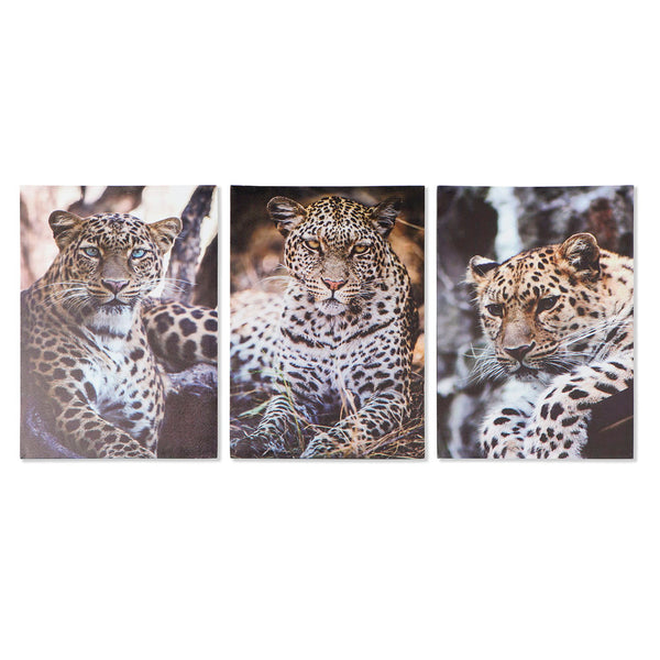 DKD Home Decor Leopardo Image (50 x 1,8 x 70 cm) (3 pc)