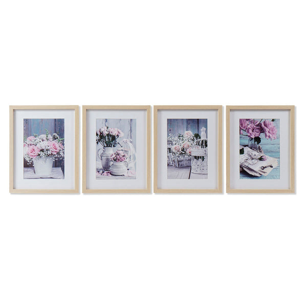 Quadro DKD Home Decor polistirene Rose (4 pcs) (35 x 2.5 x 45 cm) - zannishop