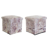 Scatola Multiuso DKD Home Decor Beige Buda Poliuretano (2 pcs) (34 x 34 x 34 cm)