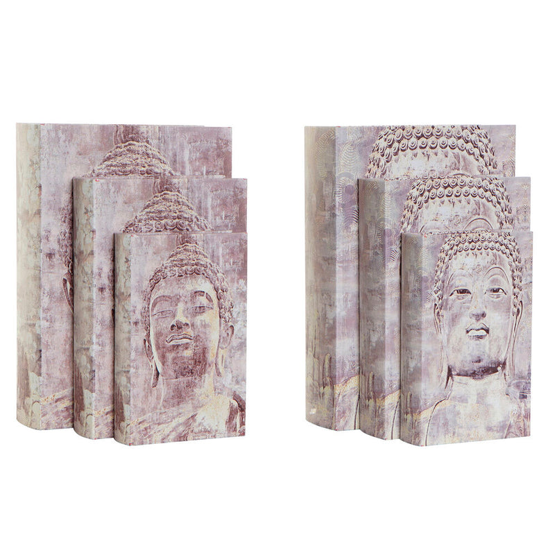 Scatola Decorativa DKD Home Decor Tela Buda Orientale Legno MDF (21 x 7 x 30.5 cm) (3 pcs) (2 pcs) - zannishop