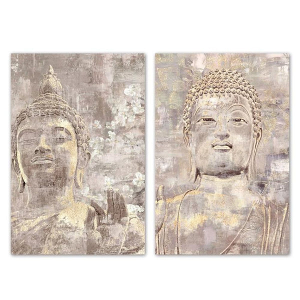 Quadro DKD Home Decor Tela Legno MDF Buda (2 pcs) (50 x 1.8 x 70 cm) - zannishop