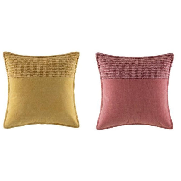 Cushion DKD Home Decor Red Cotton Yellow (45 x 10 x 45 cm) (2 pcs) - zannishop