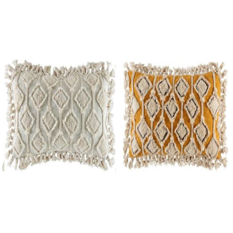 Cuscino DKD Home Decor Cotone Bianco Giallo Rombos (45 x 10 x 45 cm) (2 pcs) - zannishop