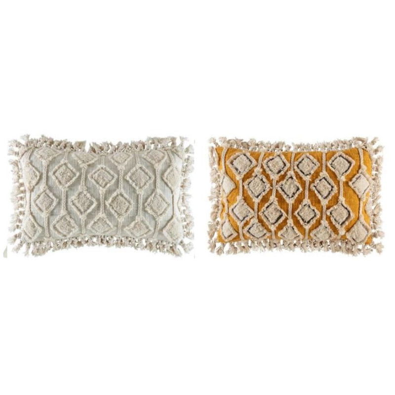 Cuscino DKD Home Decor Cotone Bianco Giallo Rombos (50 x 10 x 30 cm) (2 pcs)