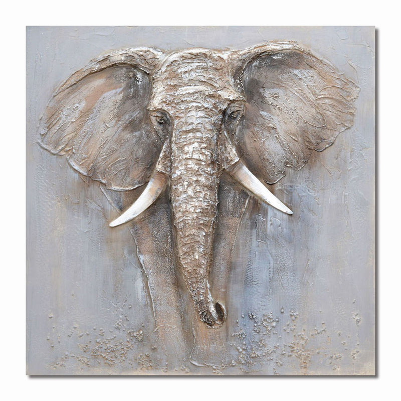 DKD Home Decor Elefant Bild (80 x 3 x 80 cm) (2 PCs)