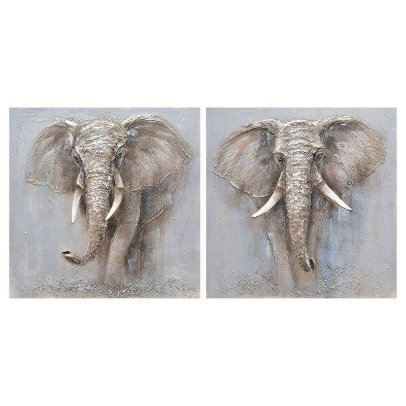 DKD Home Decor Elefant Bild (80 x 3 x 80 cm) (2 PCs)