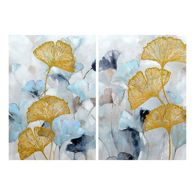 Quadro DKD Home Decor Tela Fiori Legno MDF (2 pcs) (70 x 3 x 100 cm) - zannishop