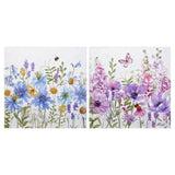 Quadro DKD Home Decor Fiori Tela Legno MDF (2 pcs) (80 x 3 x 80 cm) - zannishop