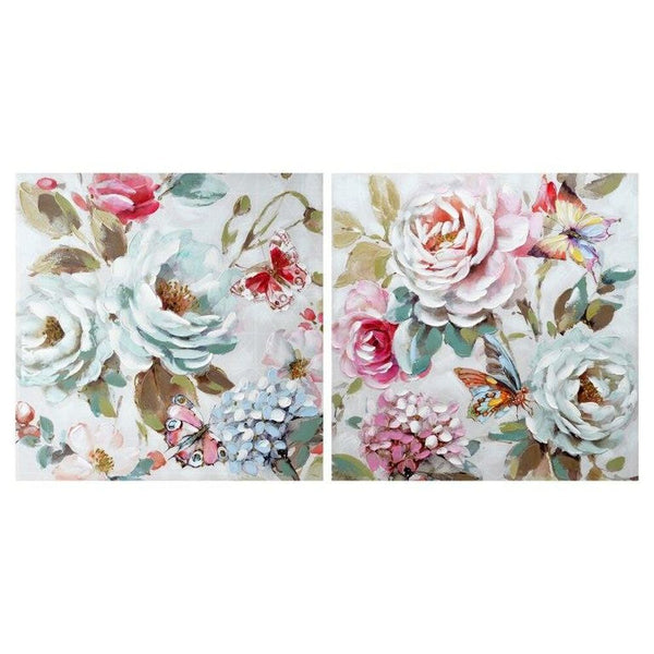 DKD Home Decor Rose Picture (80 x 3 x 80 cm) (2 pcs)