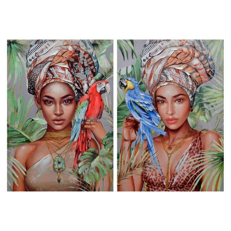 Quadro DKD Home Decor polistirene Tela Africana (2 pcs) (70 x 3 x 100 cm) - zannishop