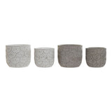 Ensemble de vases domestiques DKD décor des fleurs de ciment blanc gris (2 pcs) (14 x 14 x 13 cm) (17 x 17 x 15 cm)