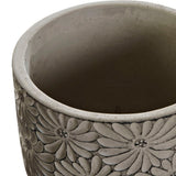 Ensemble de vases domestiques DKD décor des fleurs de ciment blanc gris (2 pcs) (14 x 14 x 13 cm) (17 x 17 x 15 cm)