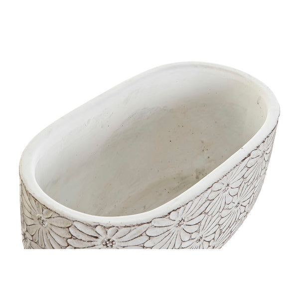 Ensemble de vases domestiques DKD décor des fleurs de ciment blanc gris (20 x 11 x 10 cm) (23 x 13 x 11 cm) (2 pcs)