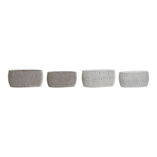 Set di Vasi DKD Home Decor S3023991 Grigio Cemento Bianco Tropicale Foglia della pianta (24 x 14 x 11 cm) (2 Unità)