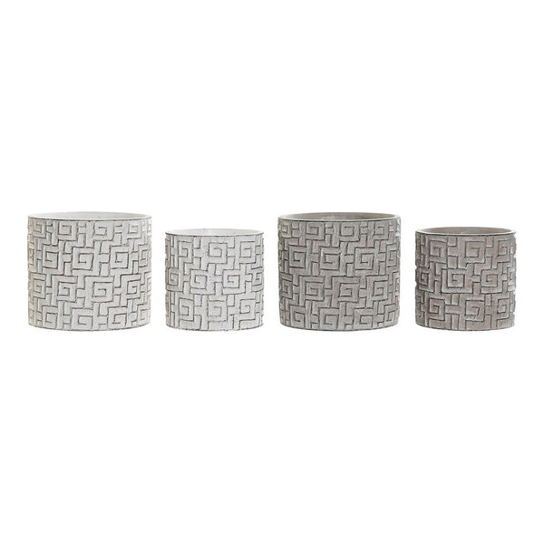 Ensemble de vases domestiques DKD décor du ciment blanc gris (13,5 x 13,5 x 13 cm) (2 pcs) (17 x 17 x 15 cm)