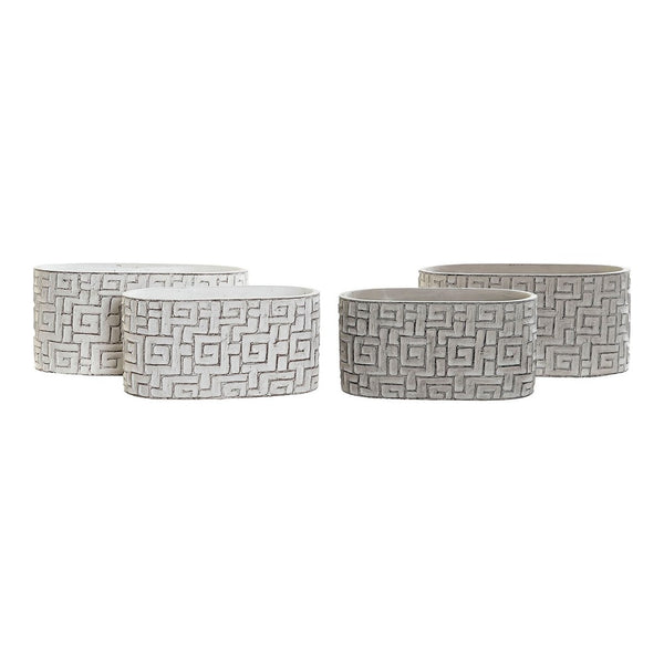 Ensemble de vases domestiques DKD décor du ciment blanc gris (20 x 11 x 10 cm) (23 x 12,5 x 11 cm) (2 pcs)