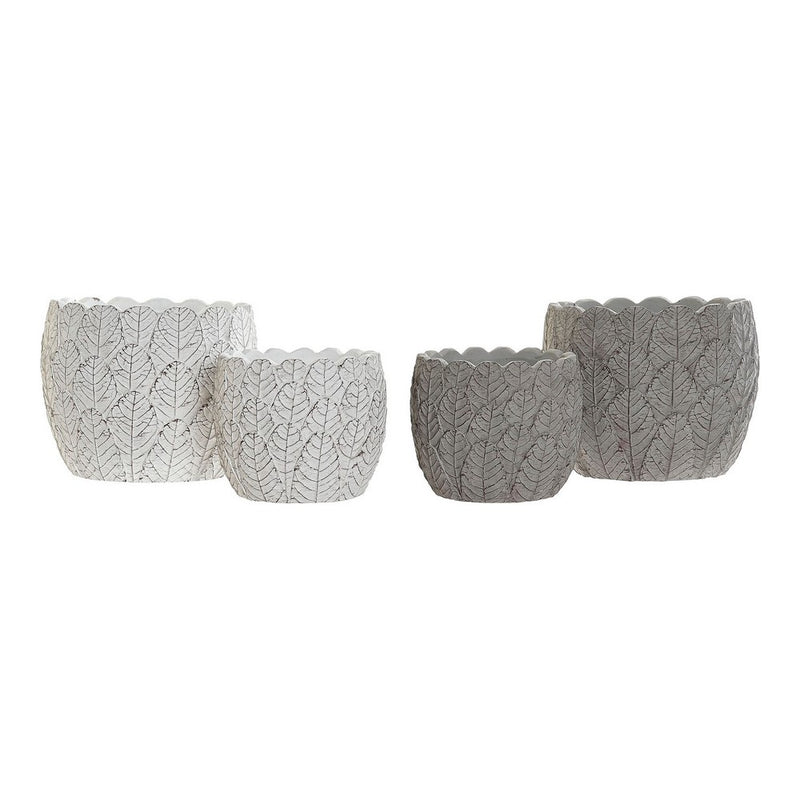 Ensemble de vases DKD décor du ciment blanc gris (14 x 14 x 11,5 cm) (2 pcs) (18 x 18 x 15 cm)